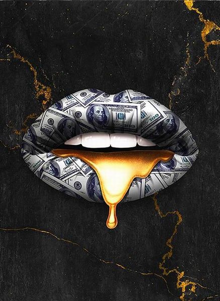

37-0012# money lip dollar home decor handpainted &hd print oil painting on canvas wall art canvas pictures 200