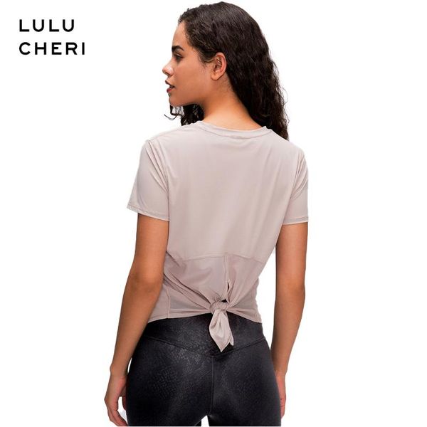 

women yoga short sleeve t-shirts lacing gym sports running workout fitness slim soft crop exposed navel solid tee shirt, White;red