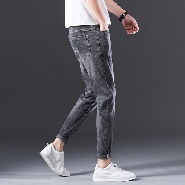 

men's jeans mens cotton casual trousers classic ankle-length pant men slim fit denim jogger streetwear large size bottoms, Blue