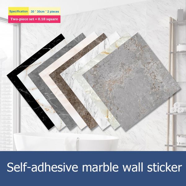 

2pcs/set 3d waterproof floor stickers self adhesive marble wallpapers bathroom wall decals diy wall ground decor