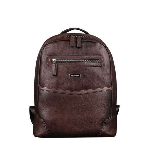 

2020 large capacity outdoor travel new leather retro soft genuine leather zipper backpack good quality dark brown