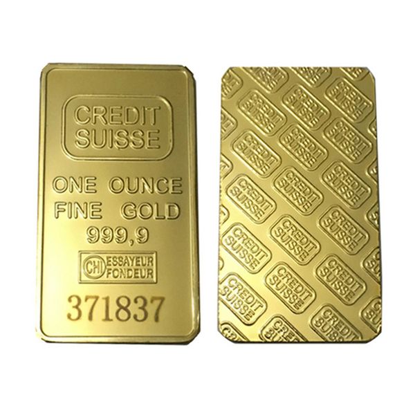 

1oz CREDIT SUISSE 1oz 24ct Gold Plated Layered Bullion Bar Ingot Replica bar with different serial number 30pcs