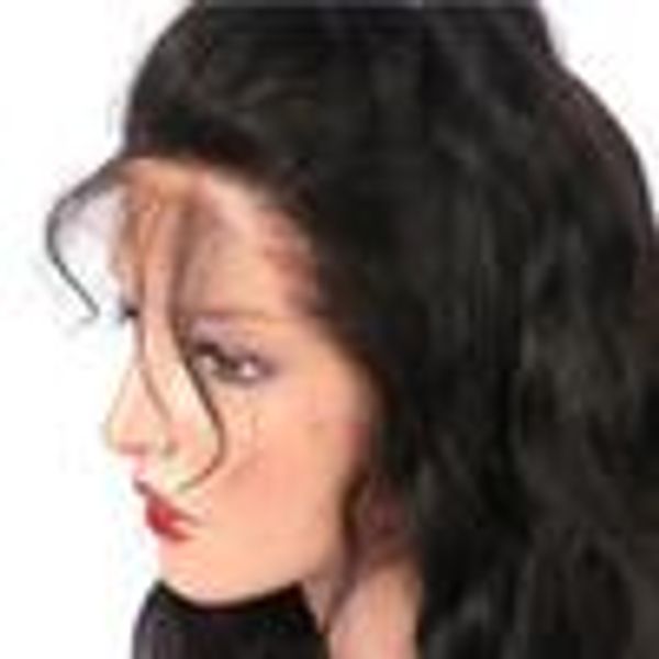 

объемная волна парики фронта шнурка волос для женщин предварительно сорвал бразильский парики волос реми отбеленные узлы детские волосы + ca, Black