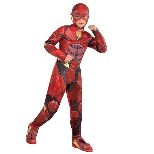 

new arrival deluxe child boys justice league the flash kids muscle movie character halloween party cosplay costume, Black;red