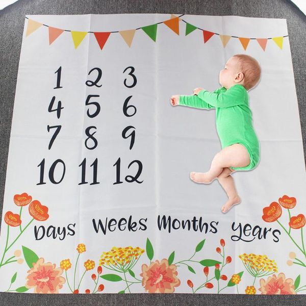 

newborn baby milestone number flower pattern mat blanket pgraphy background backdrop cloth