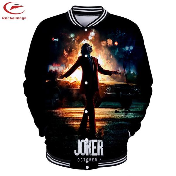 

joker 2019 men's fashion baseball jacket trend joker men's new 3d sports baseball jacket, Black;brown