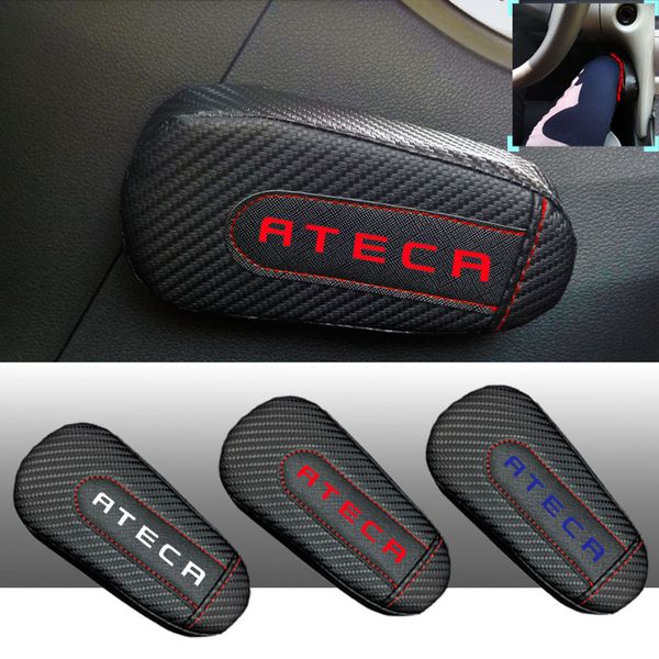 

for seat ateca 1pc carbon fiber leather auto leg cushion knee pad car door arm pad car accessories vehicle protective