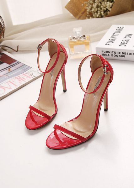 

stiletto, one-word open-toe sandals, women 2018 summer hollow-out women shoes trade new european and american plus-size high heels cs01, Black