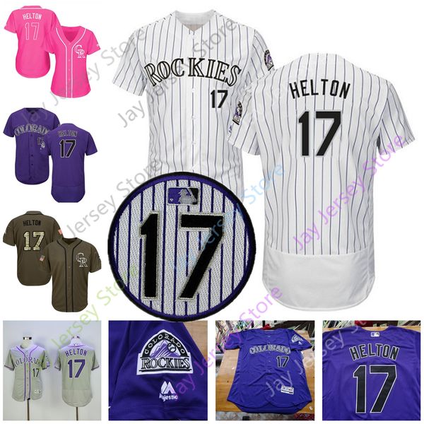 

2019 Colorado 17 Todd Helton Jersey Rockies Jerseys Cool Base Flexbase Home Away White Black Red Grey Pullover Button Men Women Youth
