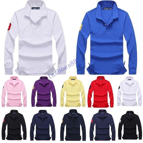 

горячая оптовая продажа 2019 осень и зима новый высококачественный 100% хлопок мужская мода с длинными рукавами рубашки поло повседневная му, White;black