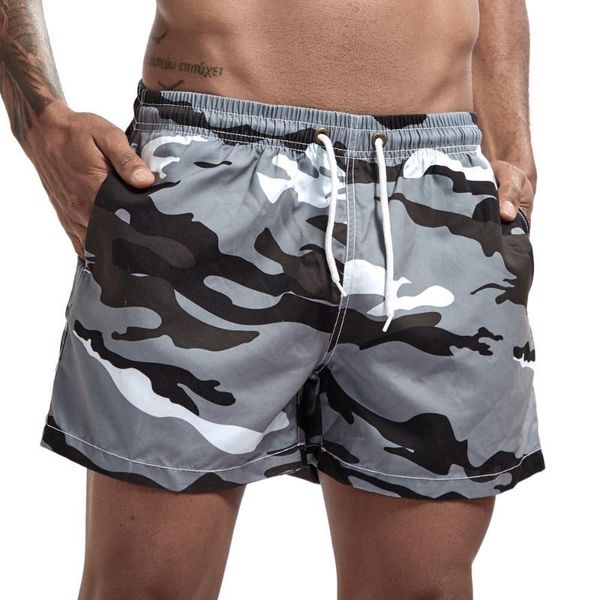 

camouflage boy swimsuits boxer briefs pocket beach short loose men swim wear pocket surfing vacation rope waist strap pool
