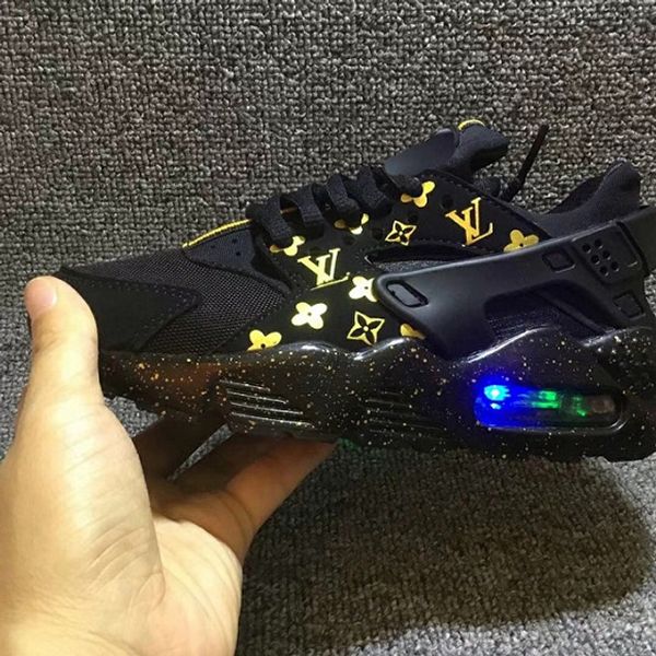 

flash light air huarache kids running shoes sneakers infant children huaraches huraches, Black