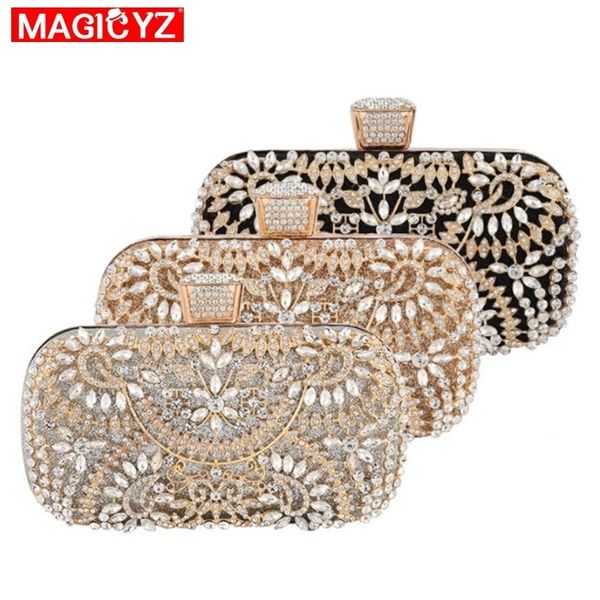 

magicyz brand design ladies clutch hand-made diamond flower woman's evening bag lady mobile party handbag cj191205