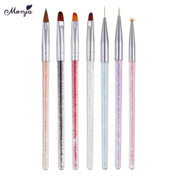 

dotting tools 7 pcs acrylic painting pen uv gel brush liner rhinestone handle nail art decoration manicure kit accessories, Silver