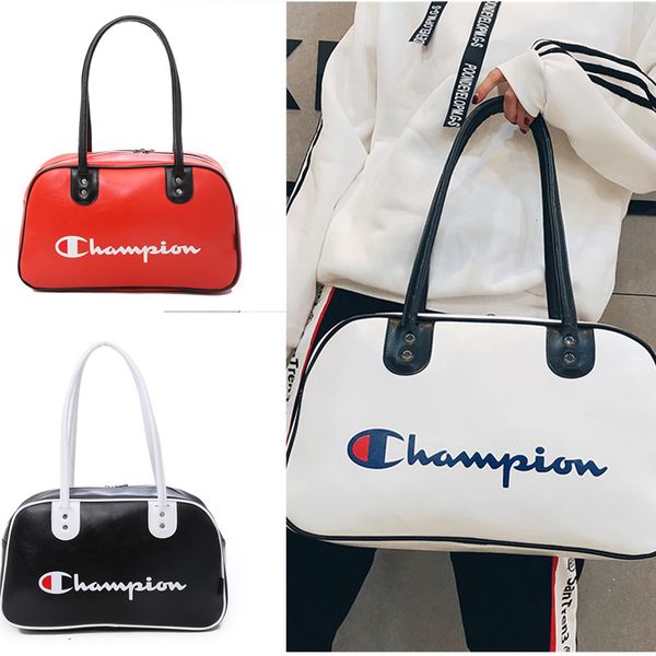 

Pu leather champion letter handbag duffle tote ca ual port travel large capacity waterproof torage bag tote new c51101