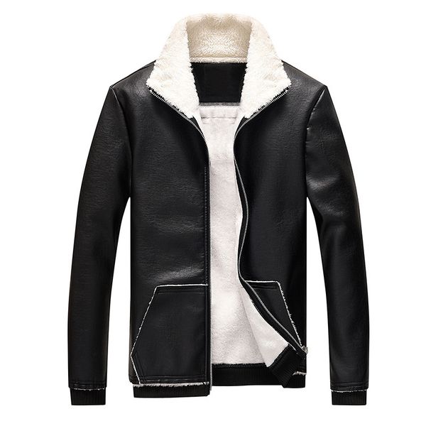 

leather coat slim fit pilot clothing locomotive jacket male pu fur one piece men's wear coat, Black;brown