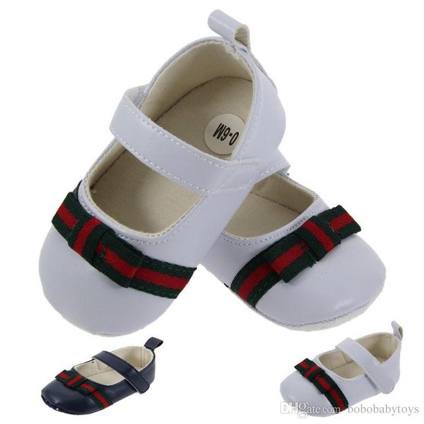 

newborn pu leather striped bow baby girls kids first walkers infant toddler classic sports anti-slip soft sole shoes sneakers prewalker b89