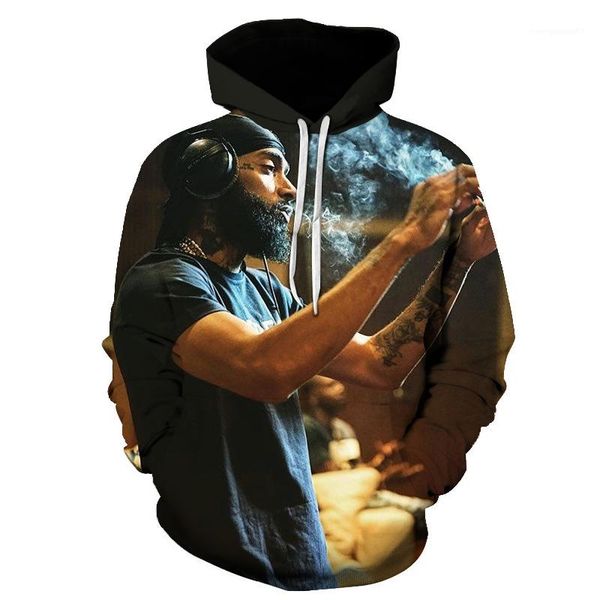 

печатные толстовки мужчины женщины подросток с капюшоном с длинными рукавами весна осень пуловеры 3d nipsey hussle, Black