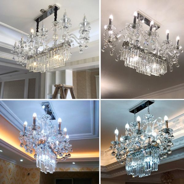 

european crystal chandelier living room personality creative luxury custom french bar square candle meal dining room lamp
