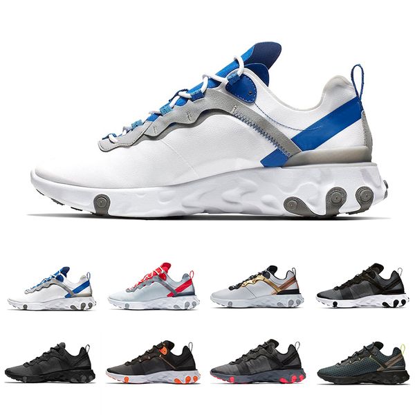 

new react element 55 running shoes for men womens jade solar red triple black white royal red sports sneakers shoes size 36-45