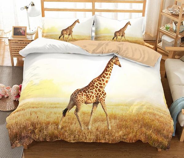 

3d animal bedding set 3pcs bedclothes duvet cover 3d giraffe elephant turtle swan lion horse wolf zebra polar bear animal