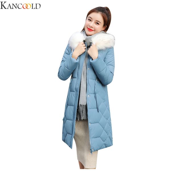 

kancoold women hooded coat fur ball fur collar long sleeve solid color cotton padded hooded jacket plus size parkas overcoat, Black
