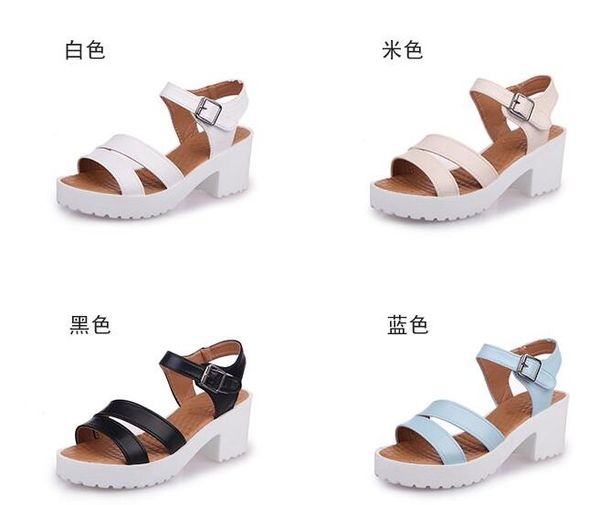 

2019 fashion ankle strap buckle women sandals high-heeled open toe thick platform summer shoes, Blue;gray