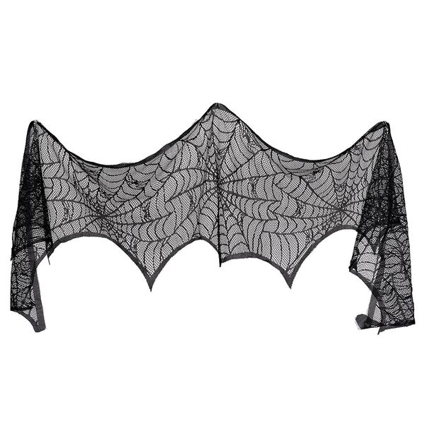 

хэллоуин украшения черное кружево паутина камин мантии шарф обложка ужасы реквизит праздничные праздничные атрибуты 18 х 96 дюймов jk1909