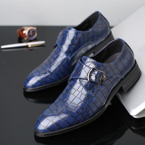 

2018 factory new patent pu dress shoes lattice shoes good fashion trend shoes for men zy822, Black