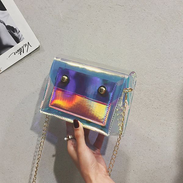 

fashion lady personality transparent jelly chain shoulder versatile wild messenger bags bolso de las seÃ±oras #yj