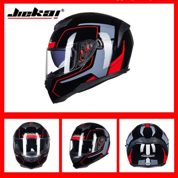 

2019 spring new jiekai full face motorcycle helmets motorcross double lens motorbike helmet of abs pc visor lens 4 kinds colors