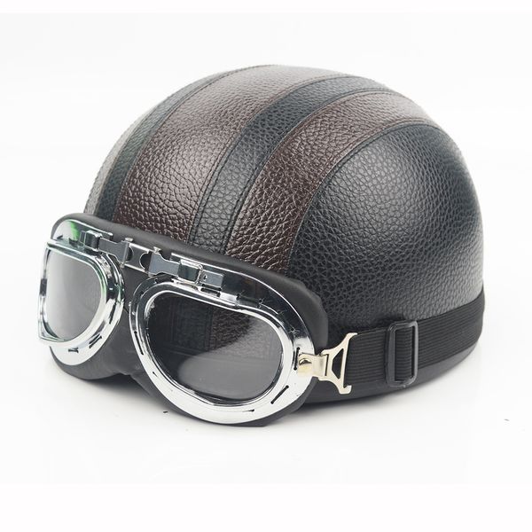 

motorcycle helmets bike bicycle open face retro half moto helmets with goggles leather scarf helmet unisex