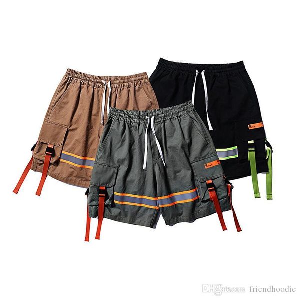 

19ss kanye men hip hop loose high street shorts drawstring hit color patchwork stitching shorts streetwear, White;black