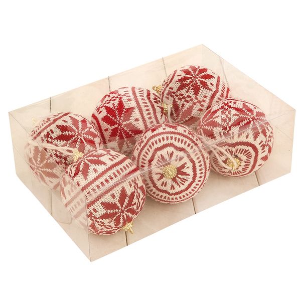 

6pcs new christmas balls ornament polka dot square gift shaped christmas tree hanging pendants party decor for home