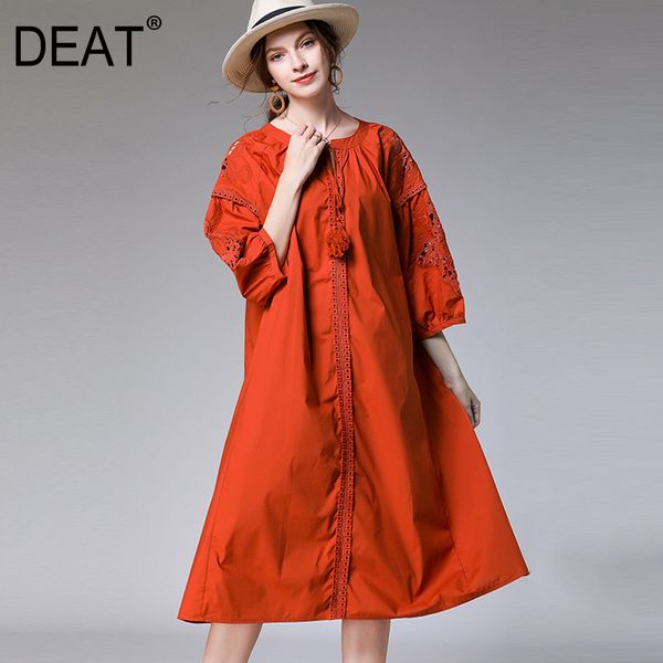 

deat] 2020 hollow out drawstring puff sleeve round collar loose over size causal dress women new spring clothing trend aq955, Black;gray