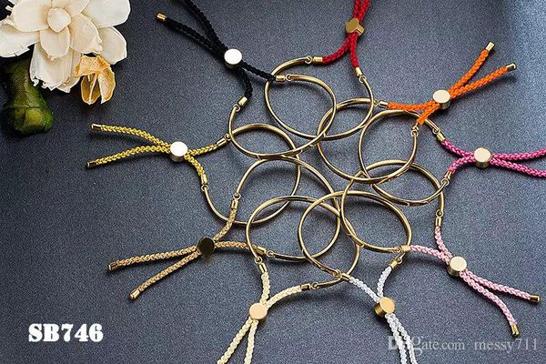 

fashion stainless steel simple colorful woven bracelet can adjust size model mix use beauty, Black