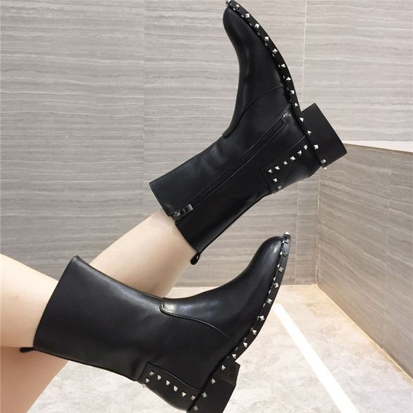 

women designer shoes fashion luxury designer women shoes superstars boots rivets snake boots women dress shoes, Black