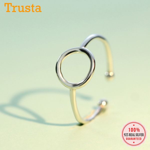 

trusta 100% 925 sterling silver fashion jewelry round cocktail ring inner diameter 1.3cm sizable girls kids xmas gift ds173, Golden;silver