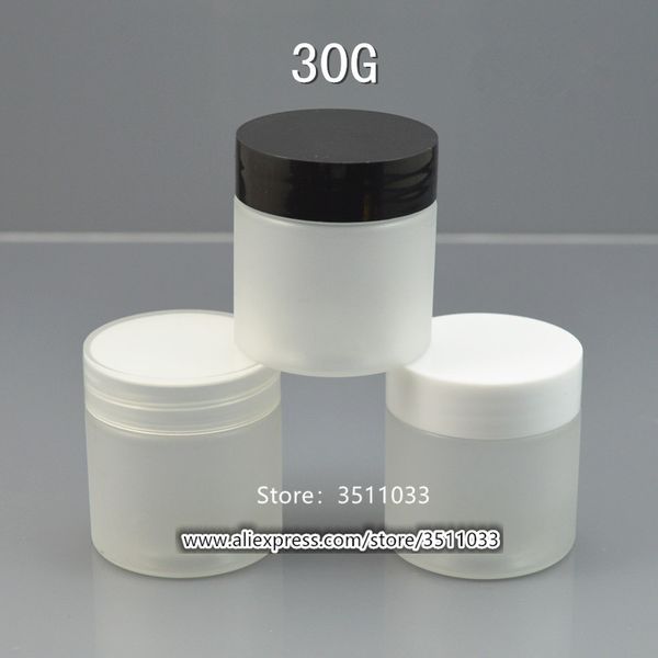 

30pcs 50pcs 30g frosted plastic cream jar empty cosmetic facial mask cream container 30ml matte refillable jar black white lid