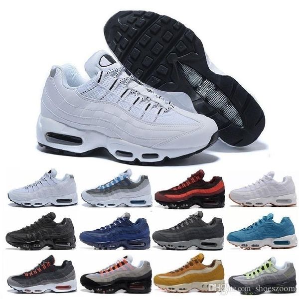 2019 Мужчины кроссовки Pull Tab Черный Коричневый Белый Шифер Синий Классические спортивные кроссовки Дизайнерская обувь Размер 36-45 max 95 95s