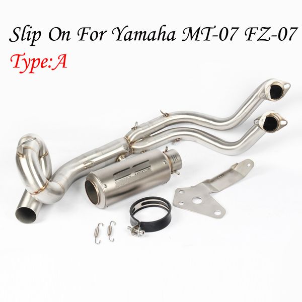 

for mt07 fz07 motorcycle exhaust full system for yamaha mt-07 fz-07 tracer 2014-2018 xsr700 2016-2017 with muffler db killer