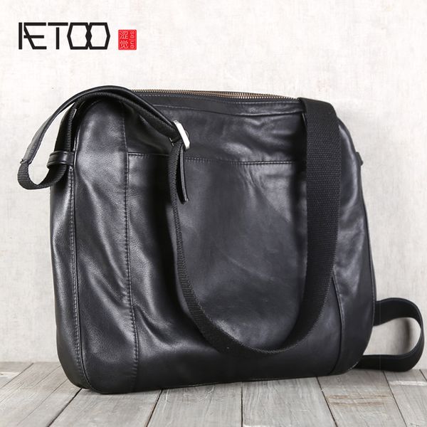 

aetoo men's single shoulder oblique cross baotou layer cowhide casual briefcase