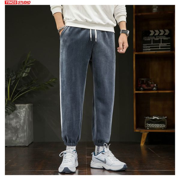 

dropshipping men thicken streetwear harem pants male sweatpants joggers autumn japanese mens warming losse pants, Black
