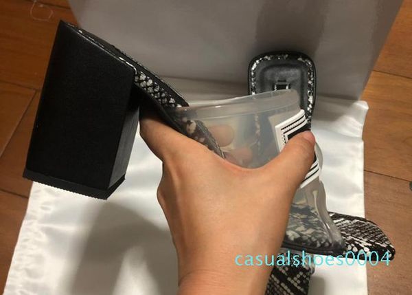 

fashion luxury designer womens pvc crystal sandals slides high heels summer indoor designer transparent crystal female slipper shoe aq04, Black