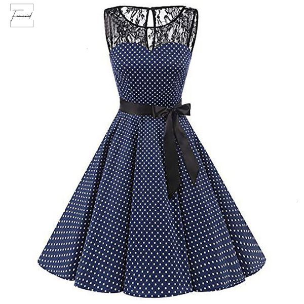 

size women midi dress summer print 2019 gothic polka dot sleeveless ladies lace dresses vintage party dress designer clothes, Black;gray