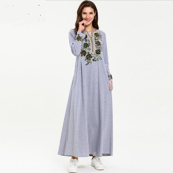 

small v-neck embroidery muslim robes syari female fashion full length islamic abaya prayer service clothing wq1657 factory, Red