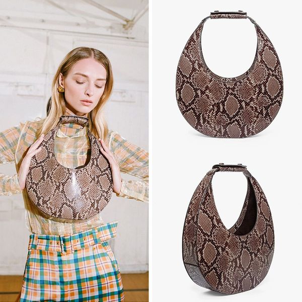 

leather snake bag halfmoon bag luxury designer bags women handbag womens messenger crossbody bags shoulder for women 2019
