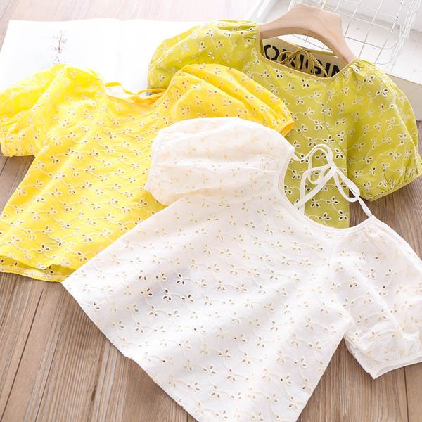 

2020 summer girls hollow flowers blouse wholesale children's clothing, White;black