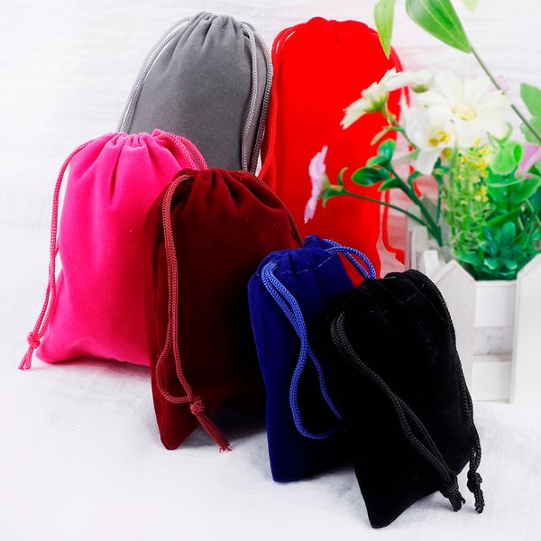 

5x7cm 10pcs/bag coloful velvet pouches for jewelry packaging display drawstring packing gift bags & pouches, Black