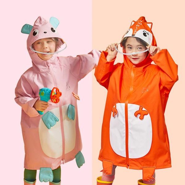 

80-140cm raincoat for children kids students waterproof boys girls child rain coat ponchos jackets chubasqueros folts, Red;brown